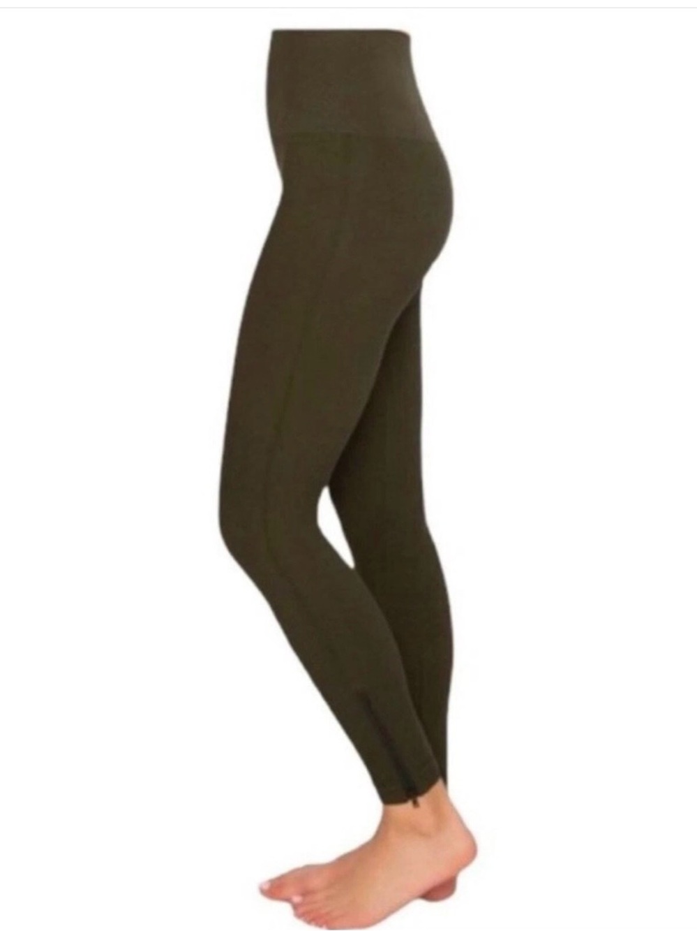 SPANX Seamless Side-Zip Leggings L Olive Green NWT Zip Ankle Look at Me Now Pant